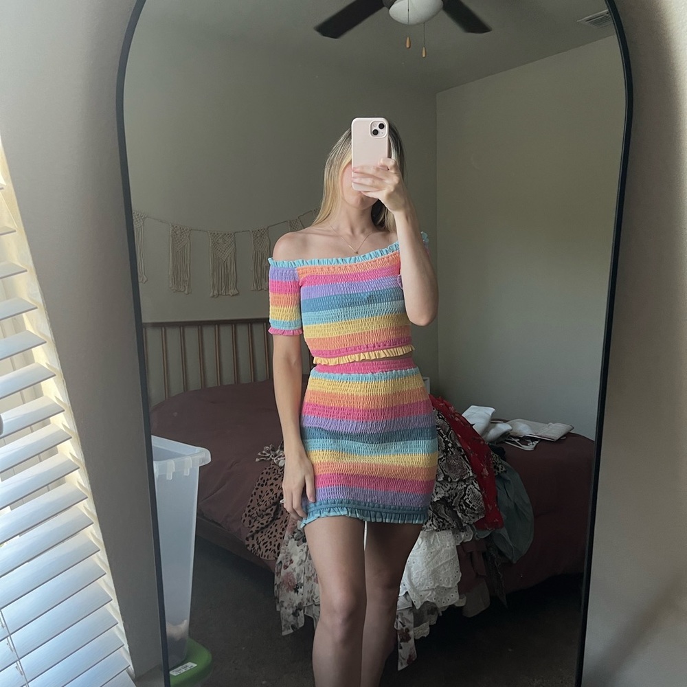 SOLD ON CROSSPOST NWT smocked rainbow top and skirt set - Picture 2 of 11